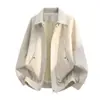 Nova Chegada de Outono Masculina Marca Americana Tendência Jaqueta de Couro Sintético PU com Gola Reversível Versátil Jaqueta de Couro Solta Homem Bonito