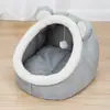 Casa Semicerrada para Gato y Perro, Cama de Invierno para Gato y Perro, Esterilla Desmontable y Lavable para Nido de Mascota, Nido Cálido para Gato