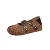 Bailarinas Retro de Lunares con Punta Dividida y Tira Cruzada de Velcro 2026 Nuevos Zapatos Planos Casuales Mary Janes Zapatos Únicos para Mujer