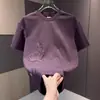 Estilo Nacional Bordado Artesanía Pesada Moderna Manga Corta Verano Nuevo Hombre Color Sólido Alta Gama Camiseta Cuello Redondo Jersey Manga Media