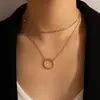 Joia Transfronteiriça Europeia e Americana Nova, Simples e Fashionável Círculo Geométrico Multicamadas Estilo Cool Ins Corrente para Clavícula Feminina