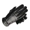 Luvas masculinas de outono e inverno com três costelas pele de carneiro pu tela sensível ao toque com veludo espesso algodão para dirigir à prova d'água à prova de vento quentes