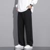 Pantalones rectos de seda de hielo para hombre, pantalones deportivos holgados de primavera y otoño, pantalones largos casuales, pata ancha, pantalones casuales para hombre