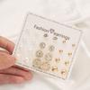 Venta directa de fábrica comercio exterior caliente 12 pares de perlas de imitación diamantes de imitación bola dorada conjunto de pendientes de tarjeta para mujer venta al por mayor