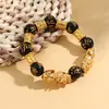 Pulsera de Oro Duro Imitación 3D 99 Conservación del Color Oro Arena Vietnamita Pulsera Valiente para Hombre Passepartout Obsidiana De Larga Data
