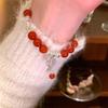 Pulseira da sorte com contas vermelhas auto-retidas para meninas quebradas prata luz nicho de luxo pulseira requintada 2023 nova pulseira