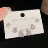 Conjunto de Brincos Exclusivo de Moda Coreana e Japonesa com Folha Cheia de Diamantes, Design Único, Brincos Versáteis e Simples Atacado