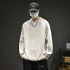 Sudadera con capucha de cuello redondo para hombre, nueva colección Otoño/Invierno 2026, con pliegues laterales, letras, corte holgado, moderna, estilo American High Street, top casual para hombre