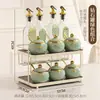 Juego de Frascos para Condimentos de Lujo Ligero, Caja de Almacenamiento de Botellas de Condimentos para el Hogar, Frasco de Cerámica para Aceite de Cocina, Frasco para Sal, Frasco para Chile