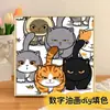 Gatito Lindo con Bufanda Pintura al Óleo Digital para Colorear DIY Interactivo Padre-Hijo Amigable para Principiantes Pintura Decorativa Acrílica