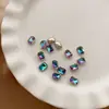 Broca de manicure 6*8mm octogonal longa super flash manicure diamante colorido rede vermelha explosões acessórios joias de strass broca de ponta fina