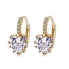 Nuevos pendientes de moda europeos y americanos con hebilla de oreja de circonita AAA, superventas de AliExpress, joyería multicolor con forma de corazón de melocotón al por mayor.