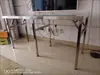Mesa Plegable de Acero Inoxidable, Mesa Larga para Uso en Exteriores, Mesa Comercial Portátil para Mercados Nocturnos, Barbacoas y Montaje de Puestos, con Hueco Alto para Colocar Artículos