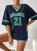 Camiseta Feminina de Verão Europeia e Americana Transfronteiriça com Decote em V, Manga Curta, Estampa Digital 3D, Modelo Solto Casual, Moda Versátil