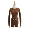 Traje de chica sexy para mujer, otoño e invierno 2023, sexy, ajustado, de punto, de manga larga, con cuello en V, top ajustado, pantalones cortos casuales, conjunto de dos piezas