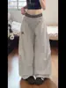 Pantalones de Trabajo Rayados de Doble Cintura Estilo Retro Americano para Mujer, Pantalones Anchos de Verano Holgados de Secado Rápido para Danza Jazz, Pantalones de Paracaidista