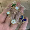 Novo bracelete de alta qualidade transfronteiriço Borboleta da Sorte para mulheres, espessamente banhado a ouro rosa 18k, design de trevo de quatro folhas e folha floral usinado em CNC