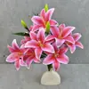 Nova flor artificial impressa em 3D com 9 cabeças e frutas, flor artificial de planta lírio, decoração interna estilo ins, ornamento para arranjo de flores