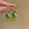 Vibras de Primavera_2026 Nuevos Pendientes Verdes de Primavera/Verano para Mujer, Pendientes Retro de Alta Gama con un Diseño Único