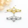 Oro de 18k Circonita Anillo O Cierre de Figura 8 Flor de Rosa Cierre de Corazón Conector de Cadena para Suéter Cierre Final Accesorios para Joyería DIY