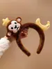 Faixa de cabeça fofa com orelhas de panda para lavar o rosto, faixa de cabeça de pelúcia de desenho animado com coroa alta para mulheres, faixa para maquiagem e lavar o cabelo, acessório de cabelo
