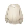 Suéter de punto de color liso con cuello polo informal para hombre, invierno, alta gama, manga larga, tejido suelto casual con solapa, chaqueta de punto