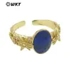 B630 Nuevo Diseño piedra semipreciosa natural oro verde en el estilo antiguo pulsera pulsera de piedra con forma de huevo pulsera abierta