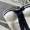 Top strapless estilo navy de chica guapa, puramente deseable, nuevo diseño de verano con corbata de lazo