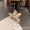 Pequeño Clip de Tiburón Accesorio para el Cabello con Perlas y Metal, Horquilla Simple para Niñas, Elegante Accesorio para el Cabello para Cabello Rebelde, No Daña el Cabello