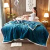 Manta de fleece e lã de cordeiro para outono e inverno, manta quente de quatro camadas para quarto, capa de sofá, manta de cochilo para uma pessoa