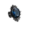 Anillo de Topacio Azul Real Deseo Anillo de Mano Forma de Huevo de Ganso Retro Europeo y Americano Plata Tailandesa Venta al por Mayor