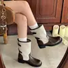 Botas Retro con Plataforma Gruesa para Mujer, Nuevo Modelo Otoño 2026, Versátiles con Faldas, Adelgazantes para Figuras Pequeñas, Botines de Suela Suave