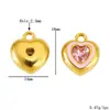 Colgante de Corazón Estéreo de Acero Inoxidable Pulido con Piedra de Cristal y Circonita Corazón de Durazno Accesorios de Joyería para Collares y Pulseras DIY