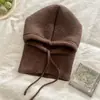 Gorro Pasamontañas Corea del Sur Otoño e Invierno Moda para Parejas Gorro Cálido Bufanda de Una Pieza Tejido Protección para las Orejas Gorro de Lana
