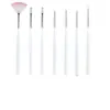 Kit de Pincéis para Nail Art com 7 Peças, Ferramentas para Nail Art, Canetas de Escultura, Pincéis de Unha, Canetas para Desenho de Linhas, Canetas de Contorno, Pincéis Leque