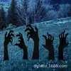 Conjunto de 5 Peças de Placas de Jardim Pretas em Forma de Mão com Silhuetas de Terror para Decoração de Halloween, Decoração de Jardim ao Ar Livre