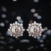 Tiktok transmissão ao vivo luz de luxo incrustado de alto carbono diamante girassol terno 3 quilates colar de flores brincos de anel aberto para mulheres