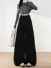 Pantalones blancos de pierna ancha de eco-algodón para mujer, nuevos pantalones de traje de otoño de cintura alta ajustados, pantalones casuales modernos de caída para personas altas