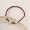 Pulseira de Prata S925 com Contas Redondas de Flor e Granada para Mulheres, Design Simples Feito à Mão, Joia de Mão com Contas Fashion e Versátil 6204