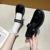 Zapatos Mary Jane de Cuero para Mujer con Suela Gruesa Estilo Francés para Verano 2025 Modelo Nuevo con Vestido de Hada Zapatos Casuales de Punta Ancha