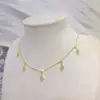 Collar Colgante de Flor de Cobre Incrustado con Circonita Estilo Nuevo Europeo y Americano Cadena para Clavícula Femenina de Trébol de Cuatro Hojas con Circonita Cúbica Blanca