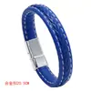 Joias de moda europeias e americanas personalidade fivela magnética pulseira de couro simples azul trançado pulseira masculina acessórios transfronteiriços