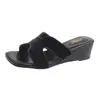 Sandalias de Cuña Abiertas Estilo Nuevo Terciopelo Impresionante Punta Cuadrada Chanclas de Verano para Mujer Estilo Hada Francesa 2026