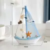 Decoração de Casa Estilo Mediterrâneo Transfronteiriça Ornamentos de Modelo de Vela de Madeira Pequeno Barco Barco de Vela Liso