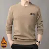 Suéter de forro polar para hombre, nuevo de otoño e invierno 2023, con forro polar, engrosado, cuello redondo, sencillo, moderno, jersey de manga larga con estampado