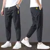 Calça Cropped Casual Masculina Tendência Versátil Solta Esportiva Seda Gelada Verão Fina Estilo Coreano Calça Jogger Masculina