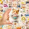 Compra direta transfronteiriça de 56 adesivos fofos de hamster de milk tea, animais adoráveis em desenho animado, decoração criativa para diário, adesivos à prova d'água