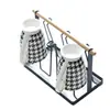 Juego de Taza de Agua de Cerámica Escandinava con Escurridor Sala de Estar Juego de Agua de Bienvenida Hermosa Taza Taza de Té de la Tarde con Rayas de Puntos