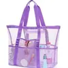 Bolsa de Playa, Bolsa de Almacenamiento de Artículos de Tocador de Gran Capacidad, Bolsa de Almacenamiento para Traje de Baño, Bolsa de Malla Plegable de un Solo Hombro para Natación al Aire Libre