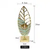Suporte de Velas de Ferro Transfronteiriço Pintado à Mão com Folha Azul Decoração Criativa para Casa Ornamento de Suporte de Velas para Atmosfera de Feriado Adereço para Jantar à Luz de Velas